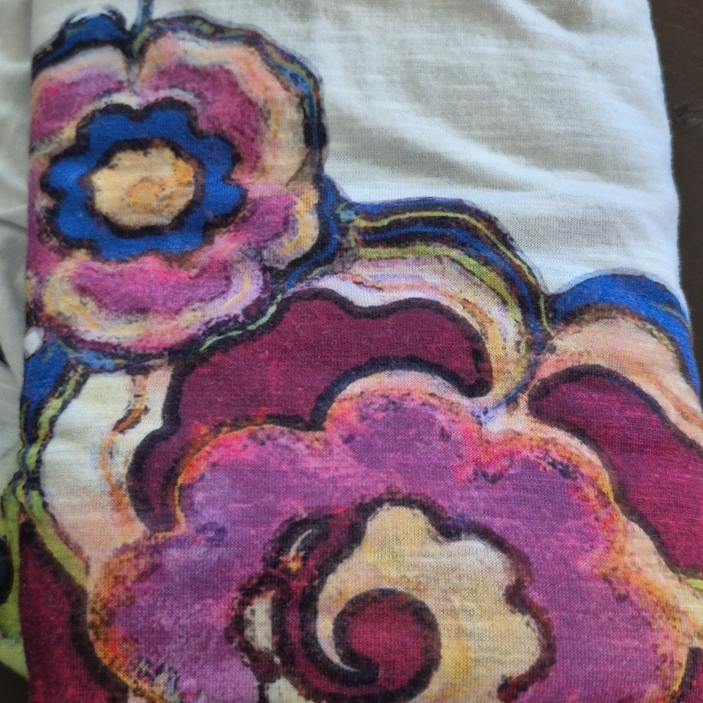 TrishaTyler"Art To Wear" Sz.S. White Floral Pattern Lightweight. SZ. S.(#1757) - Picture 12 of 12